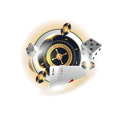 Golden casino chips and dice - premium gambling experience